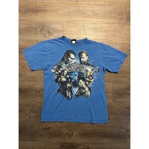 WWE Road to Wrestlemania 2008 Tour T Shirt Medium Blue Graphic Tee Y2K Vintage